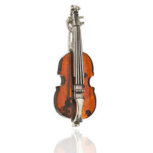 Amber Violin Brooch